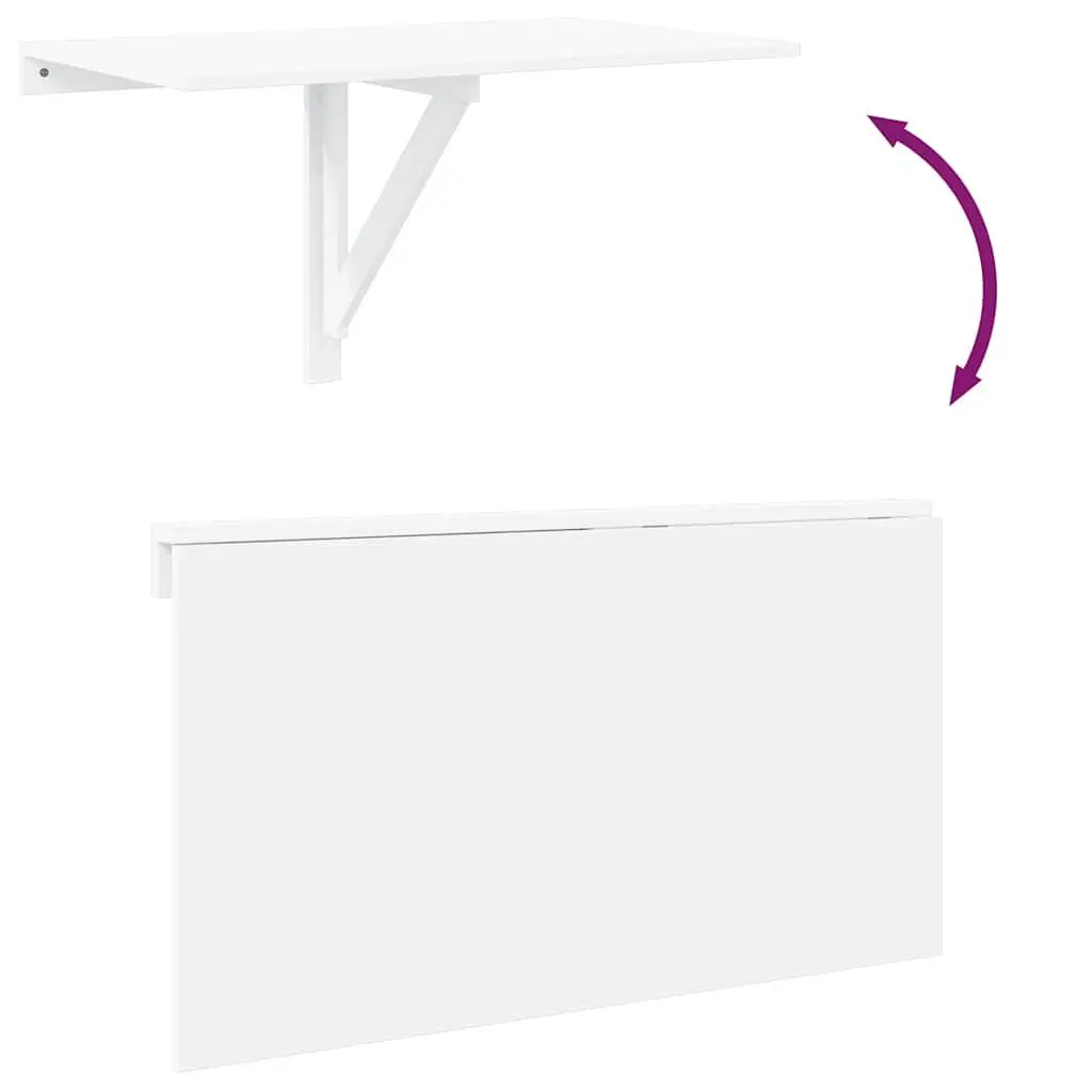Folding Wall Table White 100x60 cm Space-Saving Mounted Kitchen Desk Compact