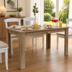 Dining Table 140x80x75 cm Kitchen Room Furniture Oak Brown Modern Design