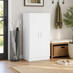 Shoe Cabinet 7 Shelves White Storage Organiser 2 Doors Entryway Hall Closet