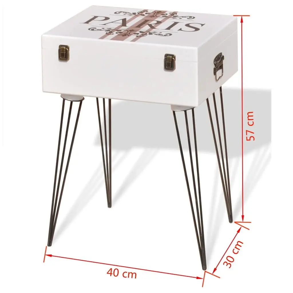 Suitcase Side Cabinet Storage White Vintage Bedroom Bedside Table
