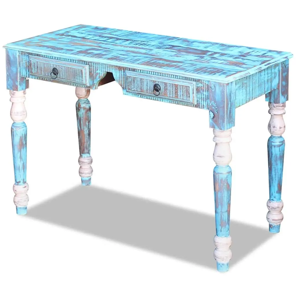 Reclaimed Wood Desk Vintage Style with Two Drawers Multicolour Home Office Furniture