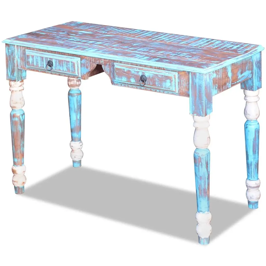 Reclaimed Wood Desk Vintage Style with Two Drawers Multicolour Home Office Furniture