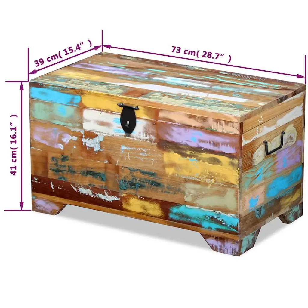 Storage Chest Vintage Handmade Solid Reclaimed Wood Multicolour Coffee Table