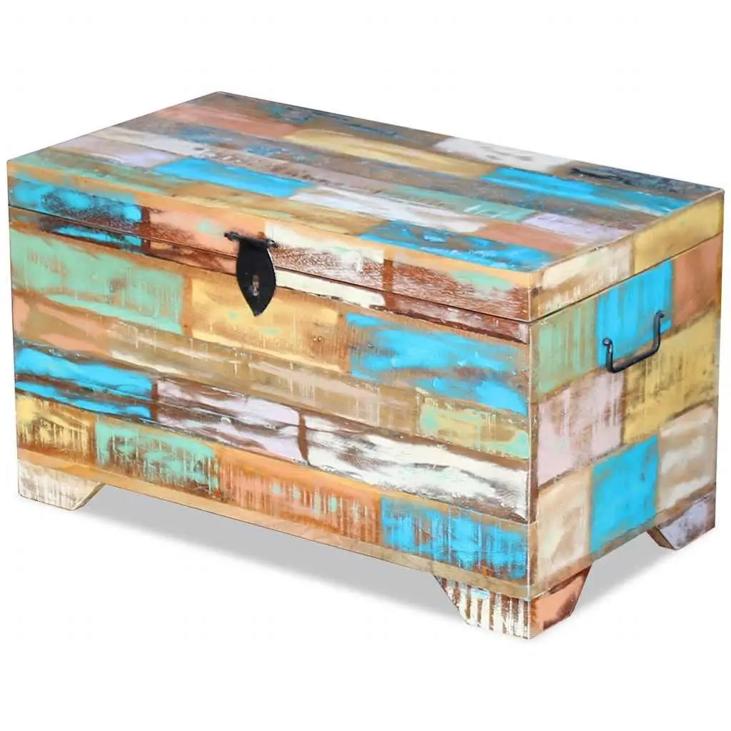 Storage Chest Vintage Handmade Solid Reclaimed Wood Multicolour Coffee Table
