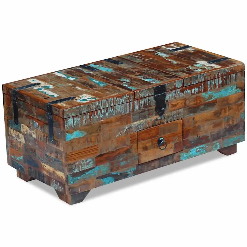 Coffee Table Chest Box Storage Solid Reclaimed Wood Brown 80x40x35cm