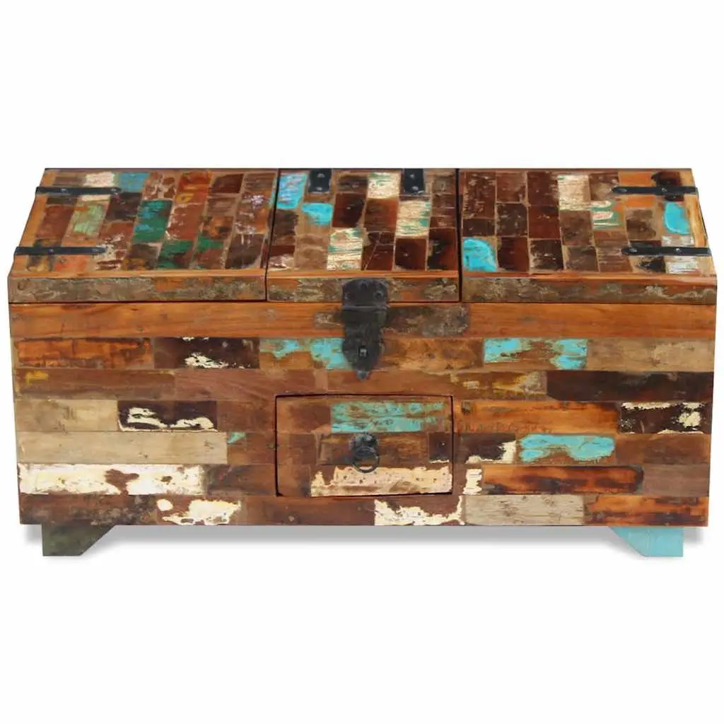 Coffee Table Chest Box Storage Solid Reclaimed Wood Brown 80x40x35cm