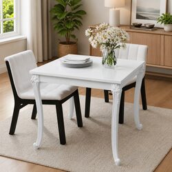 Dining Table 80x80x76 cm High Gloss White Kitchen Furniture Modern Design