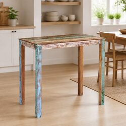 Bar Table Solid Reclaimed Wood Kitchen Dining Room Furniture Antique Style