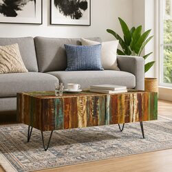 Coffee Table Solid Reclaimed Wood Living Room Accent Furniture Handmade Retro
