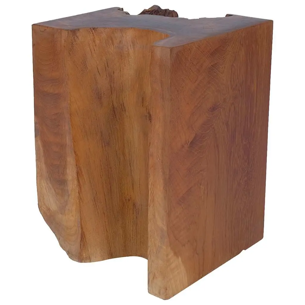 Wooden Stool Solid Teak Handmade Footrest Side Table Rustic Natural Brown
