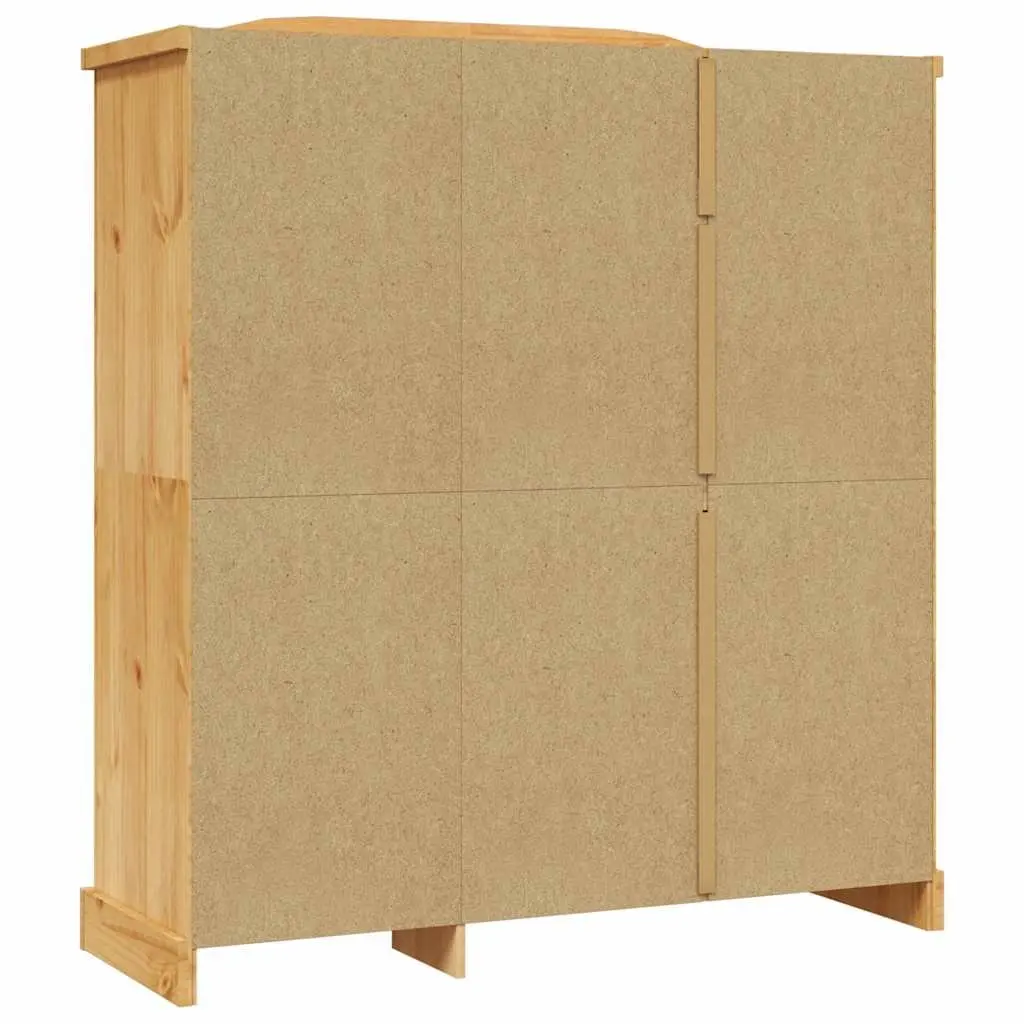 3 Door Wooden Wardrobe Cabinet Brown Pine Bedroom Armoire Storage Cupboard