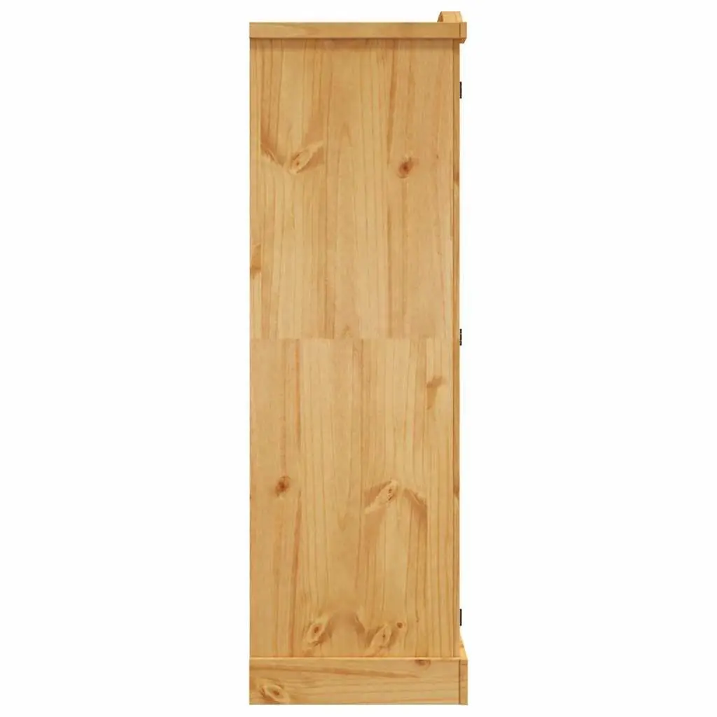 3 Door Wooden Wardrobe Cabinet Brown Pine Bedroom Armoire Storage Cupboard