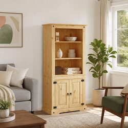 Storage Cupboard Mexican Corona Style 80x40x170cm Brown Wooden Cabinet Display