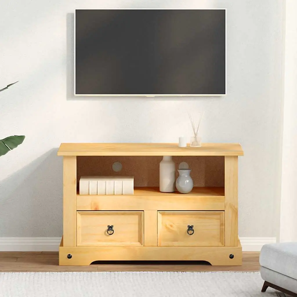 TV Stand Rustic Mexican Pine Corona Range Entertainment Unit 91x43x56cm Brown