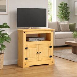 Console Table Side Cabinet Mexican Pine Corona Style Brown Wooden End Table