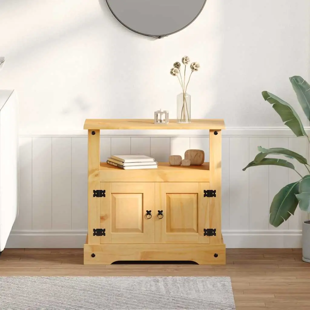 TV Cabinet Rustic Brown Entertainment Unit Storage Shelf 80x43x78cm