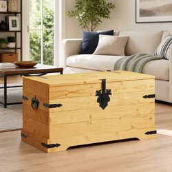 Storage Chest Wooden Pinewood Brown Corona Style Rustic Bedroom Living Room