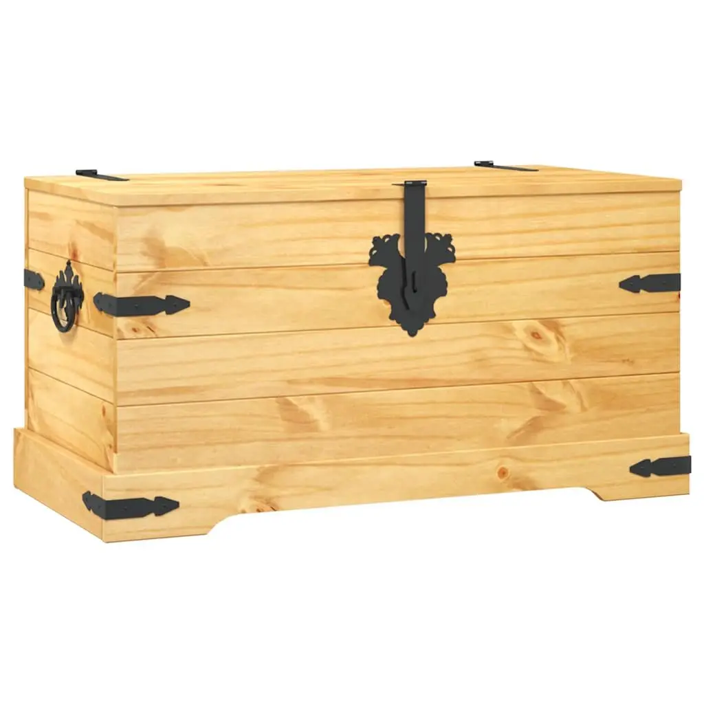 Storage Chest Wooden Pinewood Brown Rustic Corona Style for Bedroom Living Room