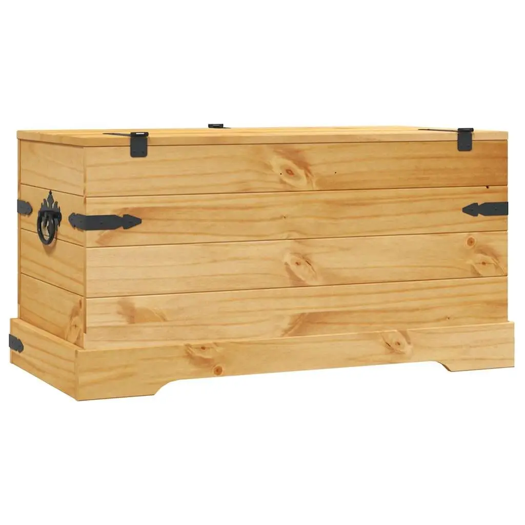 Storage Chest Wooden Pinewood Brown Rustic Corona Style for Bedroom Living Room