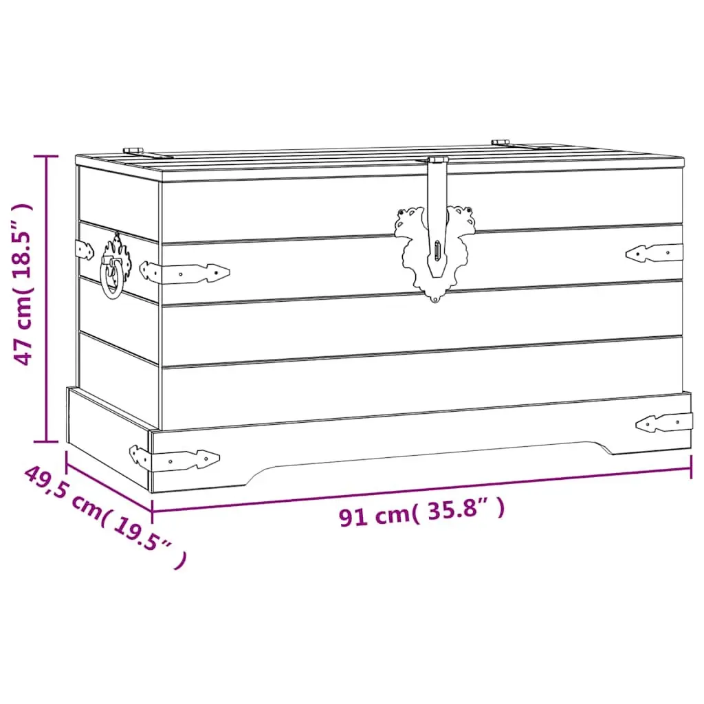 Storage Chest Wooden Pinewood Brown Rustic Corona Style for Bedroom Living Room