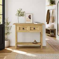 Console Table Rustic Mexican Style Storage Shelf Drawers Accent Hallway Living