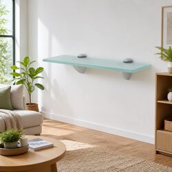 Floating Wall Shelf Glass 30x10 cm Modern Bathroom Bedroom Living Room Display