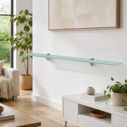 Floating Wall Shelf Glass 100x20 cm Transparent Modern Display Bathroom Bedroom