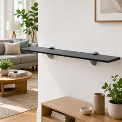 Floating Glass Wall Shelf 60x20 cm Black Modern Display Ledge Bathroom Bedroom