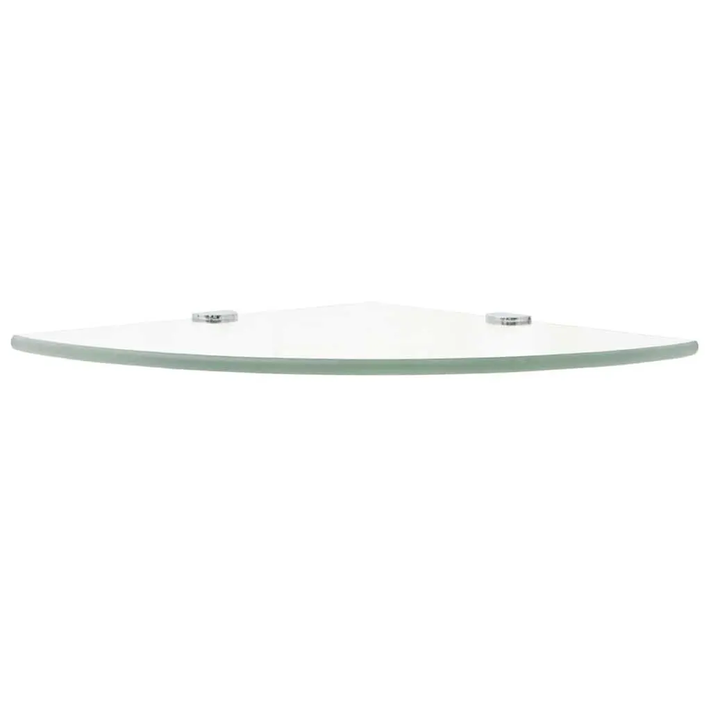 Corner Wall Shelf Tempered Glass 25x25cm Transparent with Chrome Supports