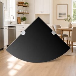 Corner Wall Shelf Black Glass Floating Storage Bathroom Kitchen Living Room 25cm