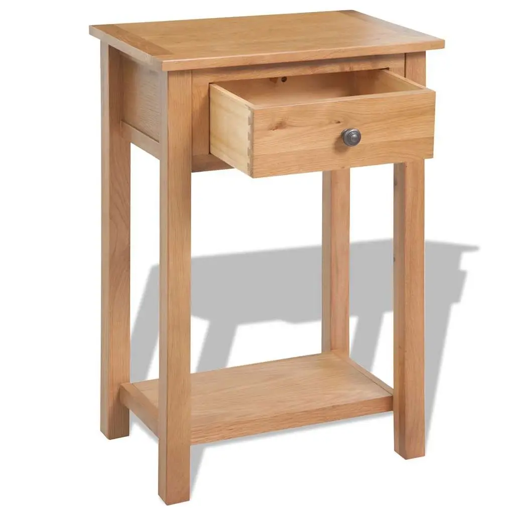 Console Table Solid Oak Wood Compact Brown Entryway Furniture