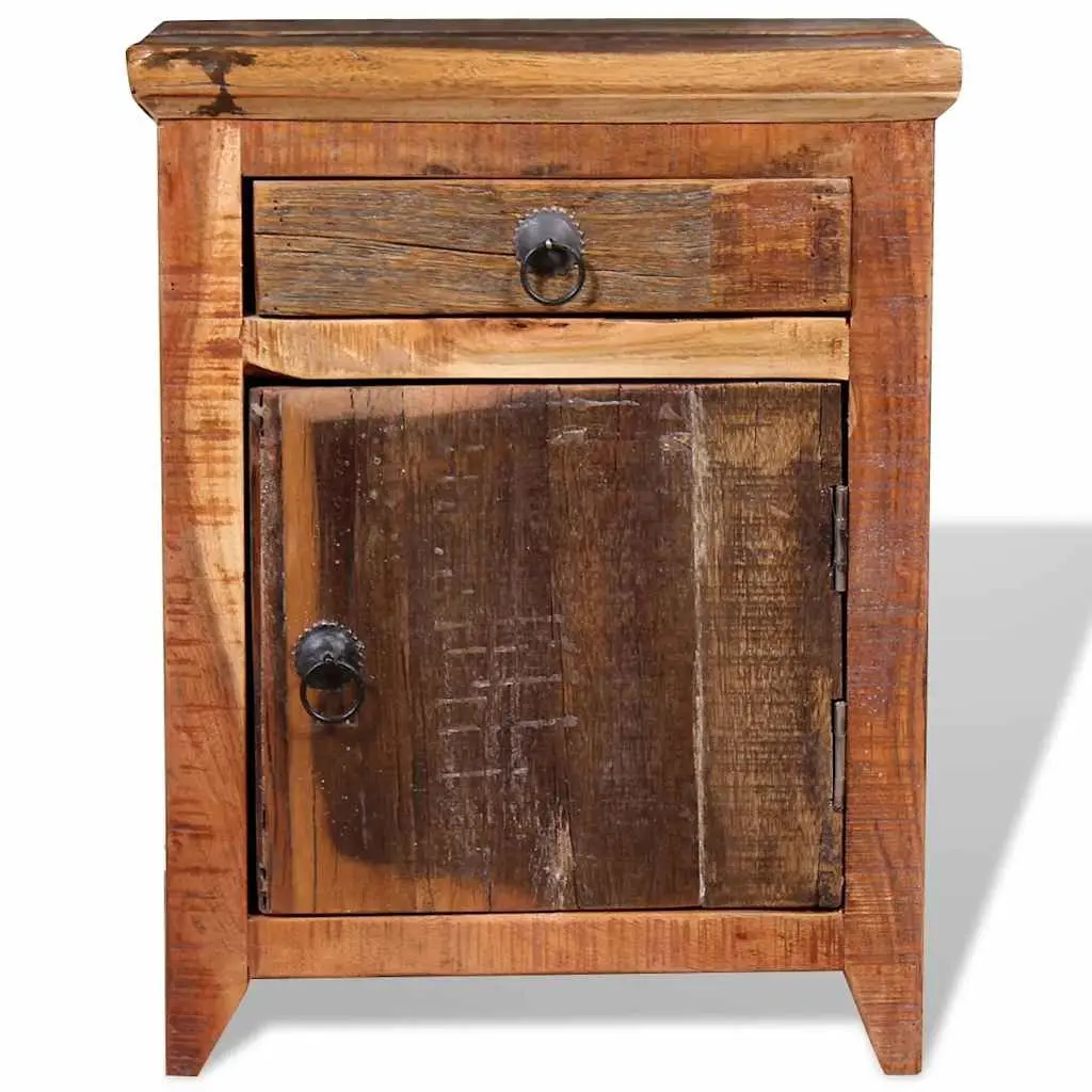 Bedside Table Solid Acacia Reclaimed Wood Nightstand with Drawer Brown