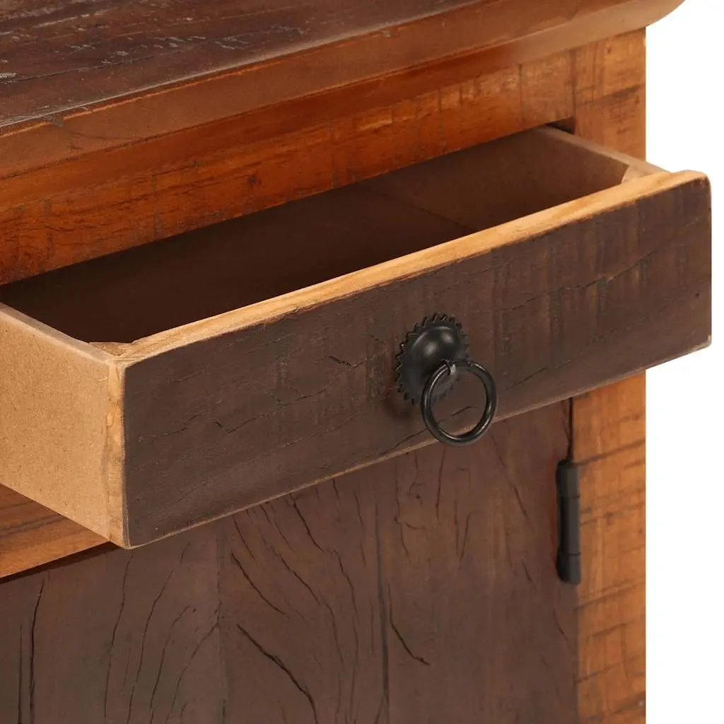 Bedside Table Solid Acacia Reclaimed Wood Nightstand with Drawer Brown