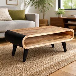 Coffee Table Rough Mango Wood Industrial Vintage Style Living Room Furniture