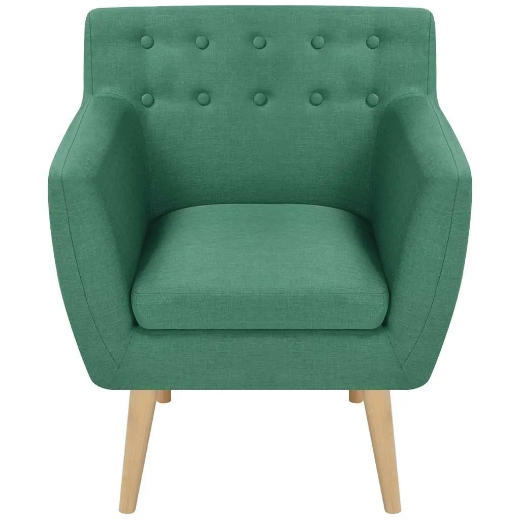 Armchair Green Fabric Upholstery Wooden Frame Living Room Seat Padded Cushion