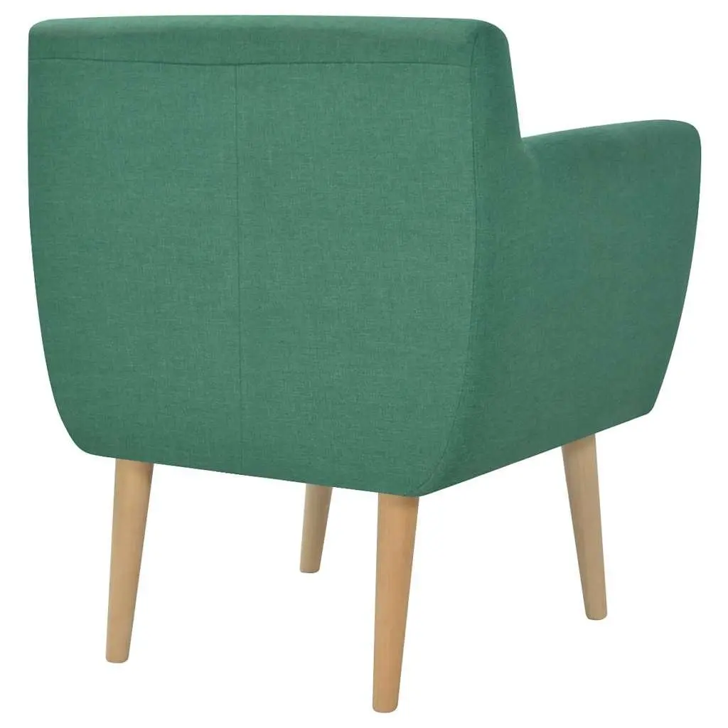 Armchair Green Fabric Upholstery Wooden Frame Living Room Seat Padded Cushion