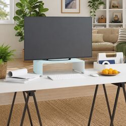 Glass TV Stand Monitor Riser Green Tempered Desktop Shelf Multimedia Device