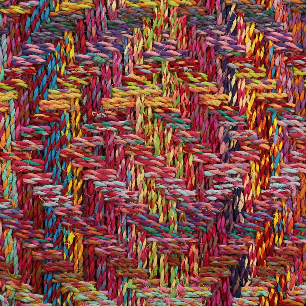 Coffee Table Set 2 Pieces Chindi Weave Multicolour Nesting Tables Living Room