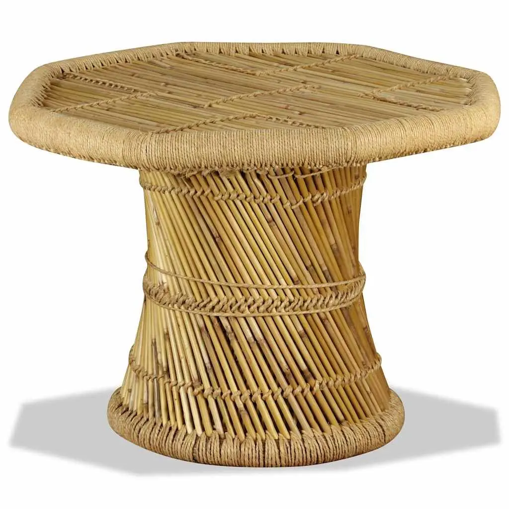 Octagon Coffee Table Natural Bamboo Jute Brown Living Room Accent Furniture