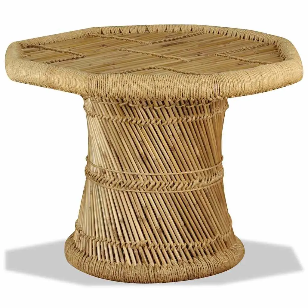 Octagon Coffee Table Natural Bamboo Jute Brown Living Room Accent Furniture