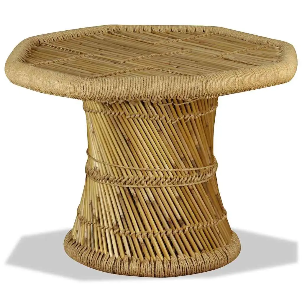 Octagon Coffee Table Natural Bamboo Jute Brown Living Room Accent Furniture