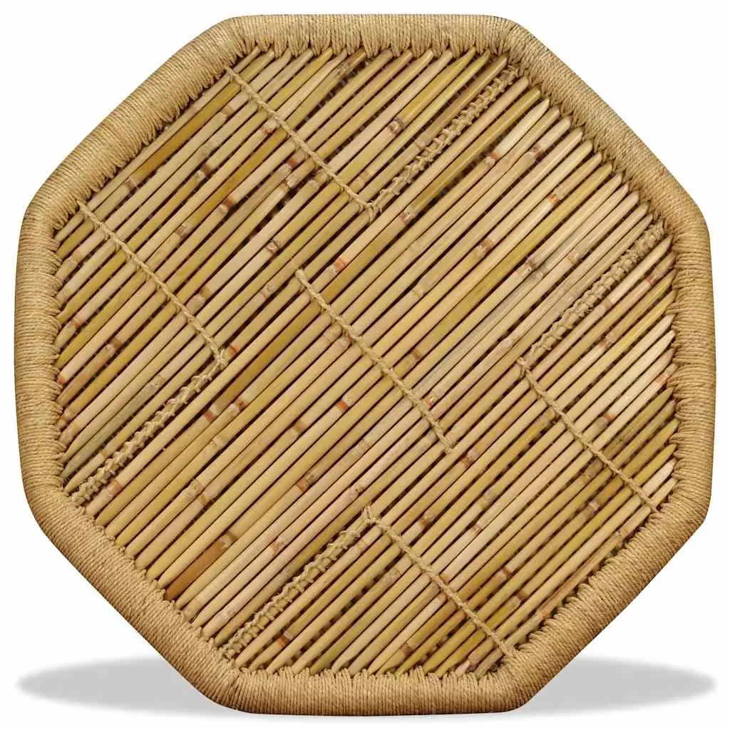 Octagon Coffee Table Natural Bamboo Jute Brown Living Room Accent Furniture