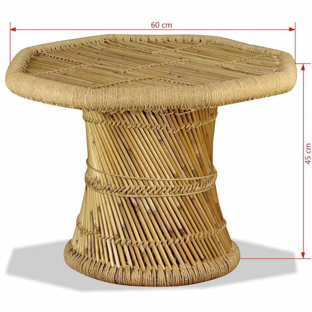Octagon Coffee Table Natural Bamboo Jute Brown Living Room Accent Furniture