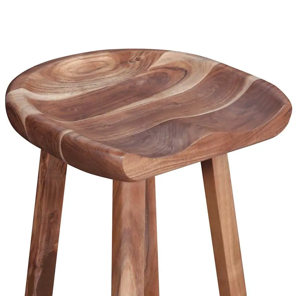 Bar Stools Handmade Solid Acacia Wood Brown Natural Matte Set of 2