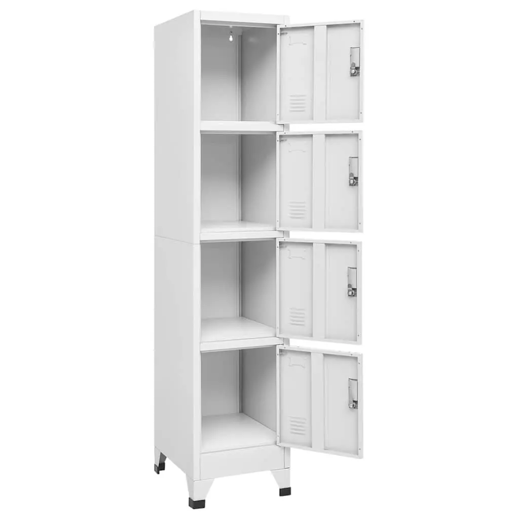 Locker Cabinet Industrial Storage 4 Compartments Grey Steel