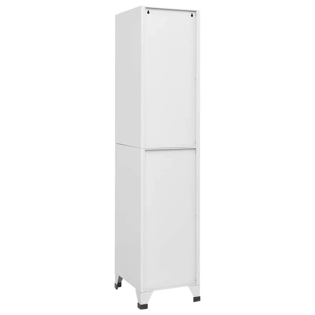 Locker Cabinet Industrial Storage 4 Compartments Grey Steel