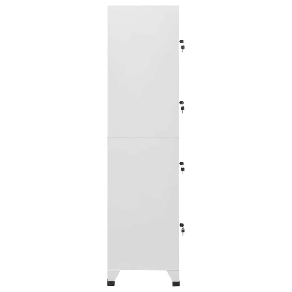 Locker Cabinet Industrial Storage 4 Compartments Grey Steel