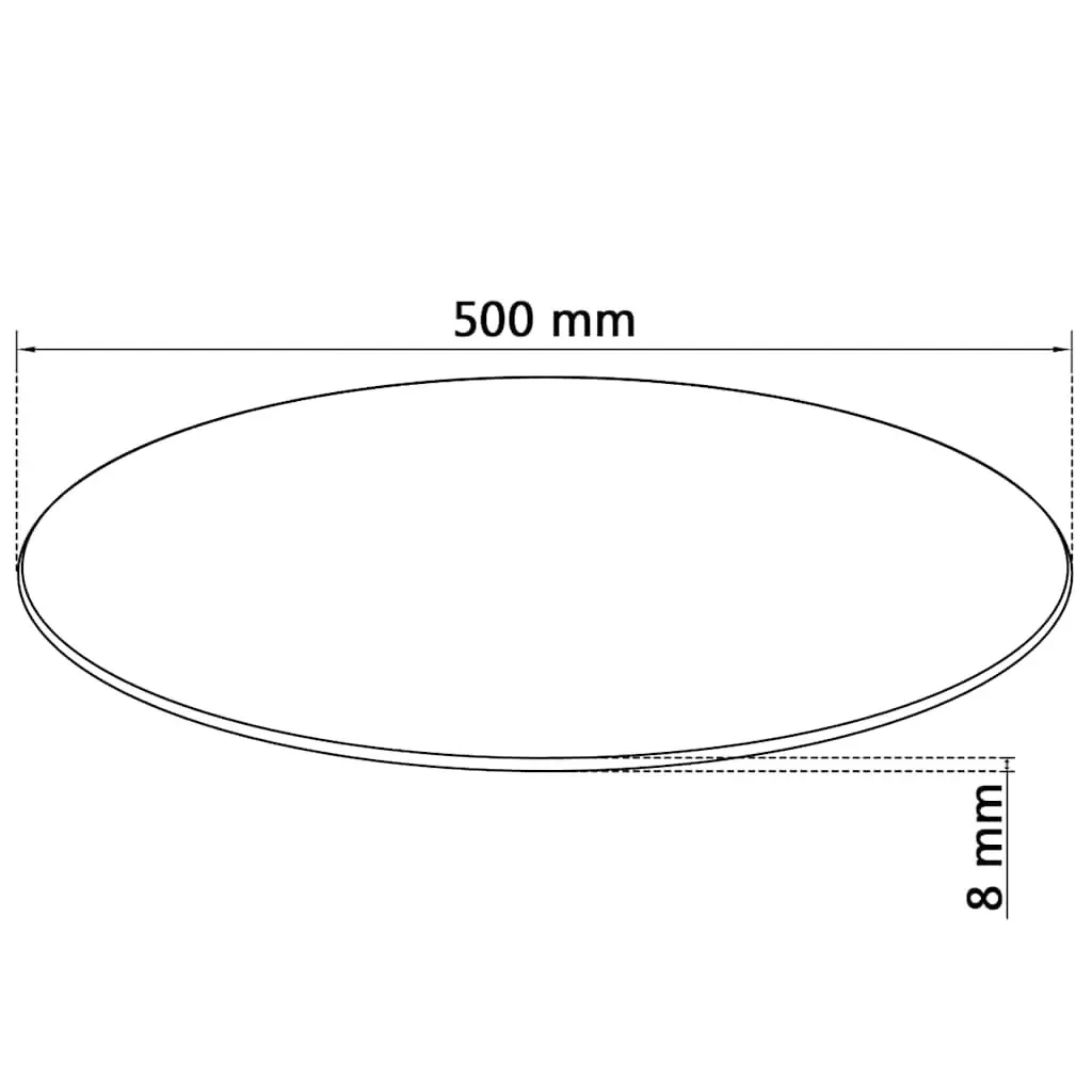 Round Tempered Glass Table Top 500mm Black