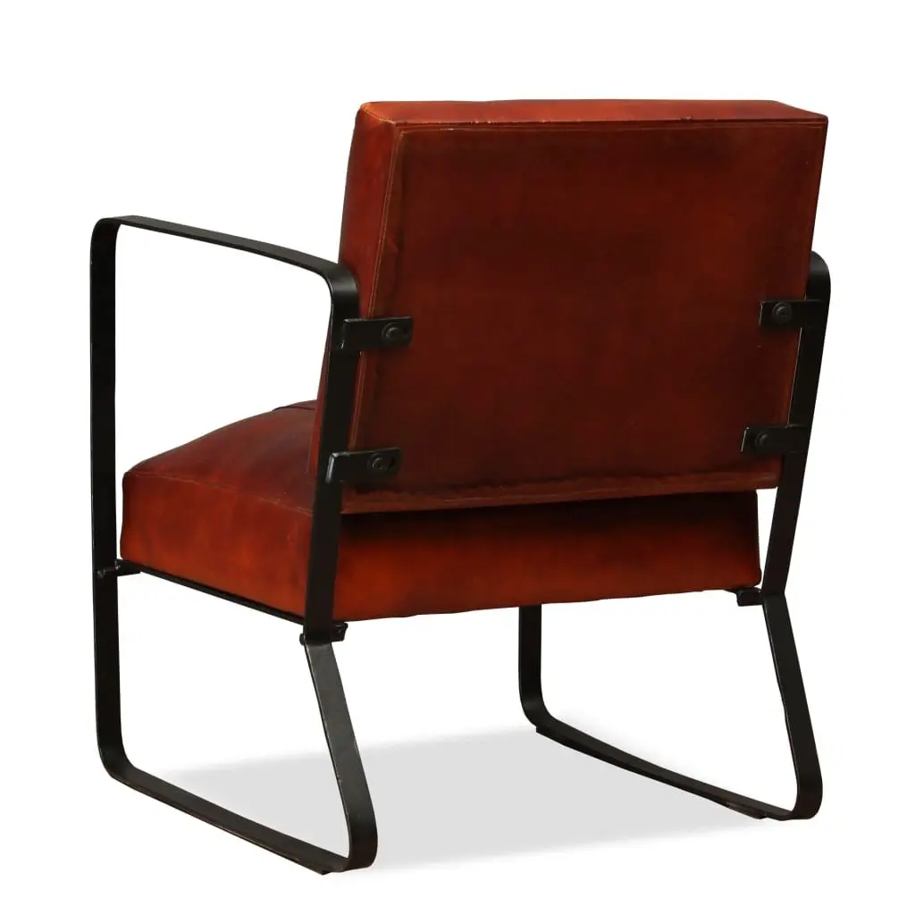 Lounge Chair Brown Leather Industrial Design Comfortable Foam Padded