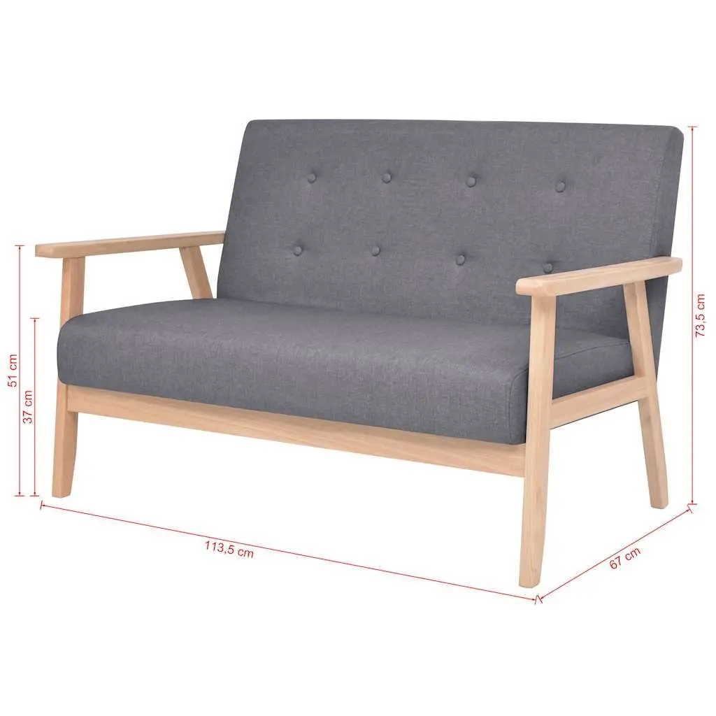 2-Seater Sofa Grey Upholstered Living Room Furniture Comfortable Relaxation